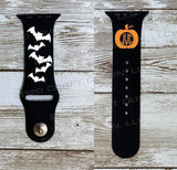 Bats w/Pumpkin Monogram Watch Band - CRAFT QUEEN, LLC