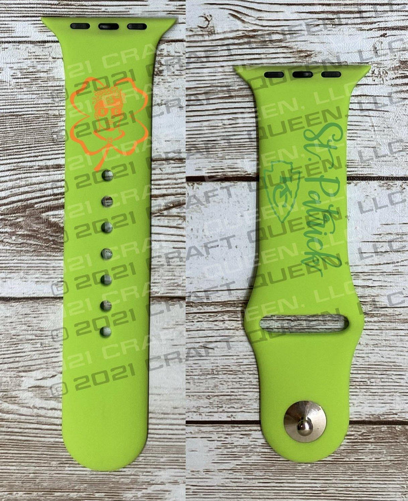 Craft Queen, LLC St. Patrick, Patrick Mahomes, Kansas City Chiefs St. Patrick’s Day Watch Band White w/Orange