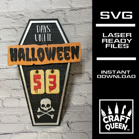 Halloween Coffin Countdown, Glowforge, Laser - Digital File / SVG