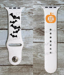 Bats w/Pumpkin Monogram Watch Band - CRAFT QUEEN, LLC